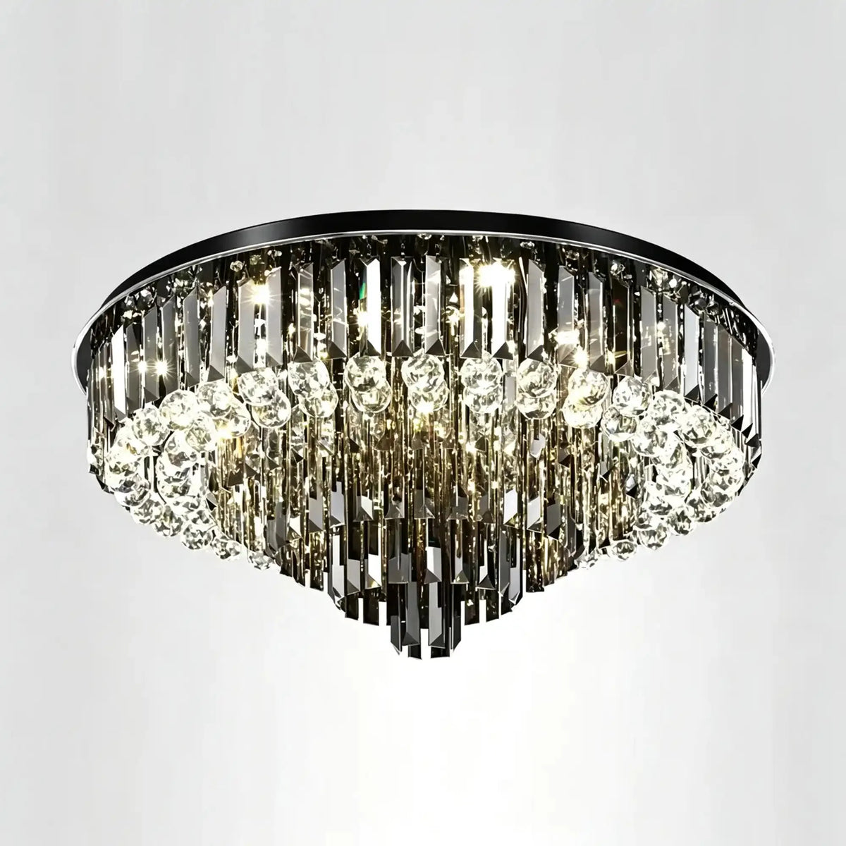 Light Luxury Smoke Gray Round Crystal Flush Mount - D59.28''*H23.8''/107.6kgWarm Lightcasivra