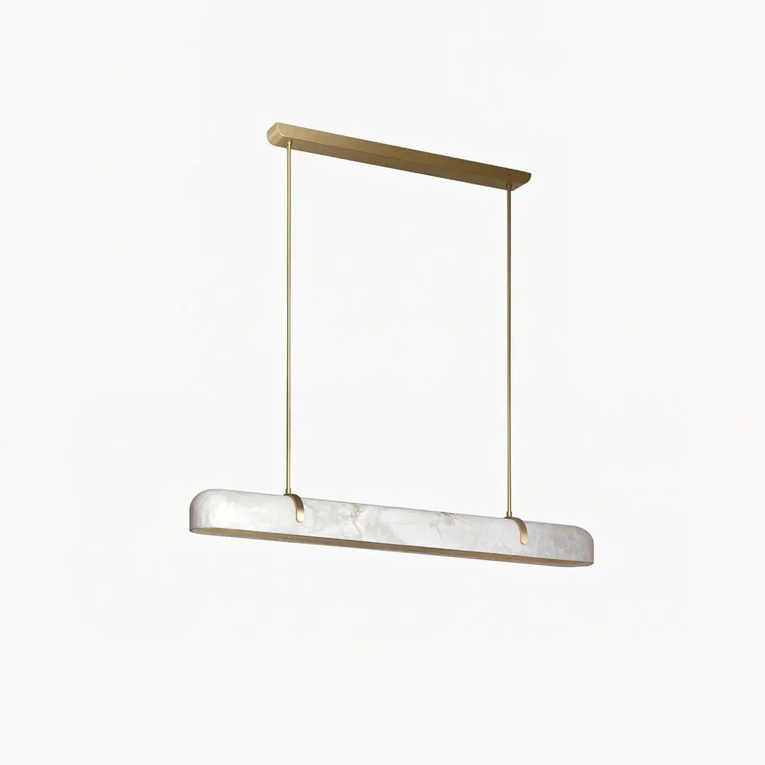 Linear Alabaster Chandelier, Kitchen Island Pendant Light - L 60cm x W 9cm x H 9cm / L 23.6″ x W 3.5″ x H 3.5″Brass & WhiteWarm Lightcasivra