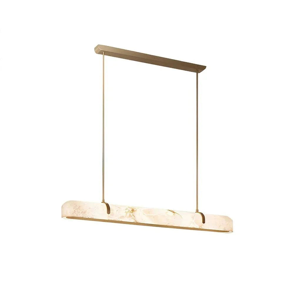 Linear Alabaster Chandelier, Kitchen Island Pendant Light - L 60cm x W 9cm x H 9cm / L 23.6″ x W 3.5″ x H 3.5″Brass & WhiteWarm Lightcasivra