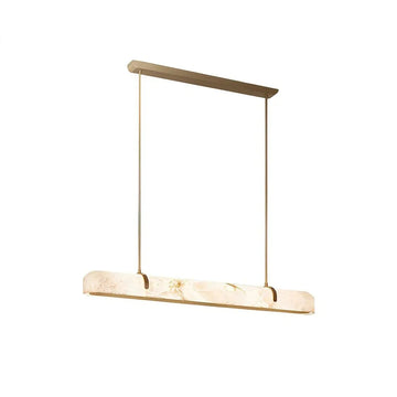 Linear Alabaster Chandelier, Kitchen Island Pendant Light - L 60cm x W 9cm x H 9cm / L 23.6″ x W 3.5″ x H 3.5″Brass & WhiteWarm Lightcasivra