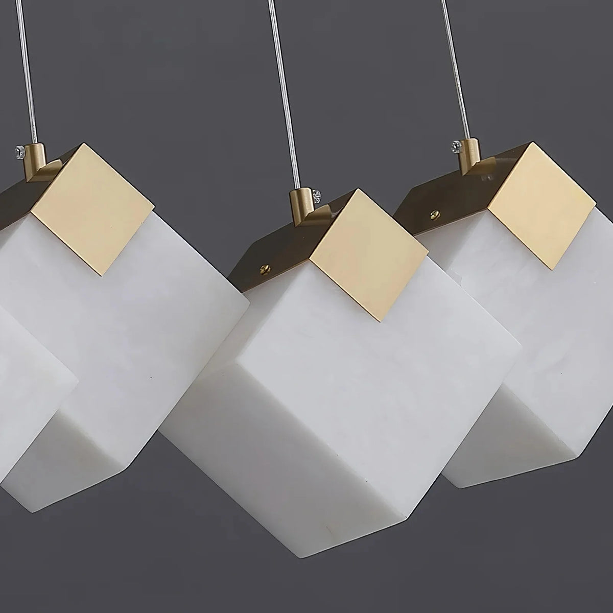 Linear Alabaster Cube Chandelier 6-Light Brass Island Pendant Light - 10-Lights ∅ 47.2" x H 3.9"Gold & Whitecasivra