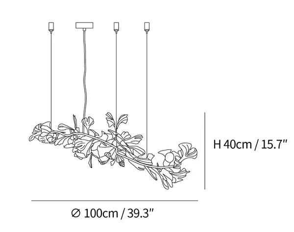 Linear Ginkgo Ceramic Chandelier for Dining Room/Kitchen Island-Chandeliers-casivra-casivra