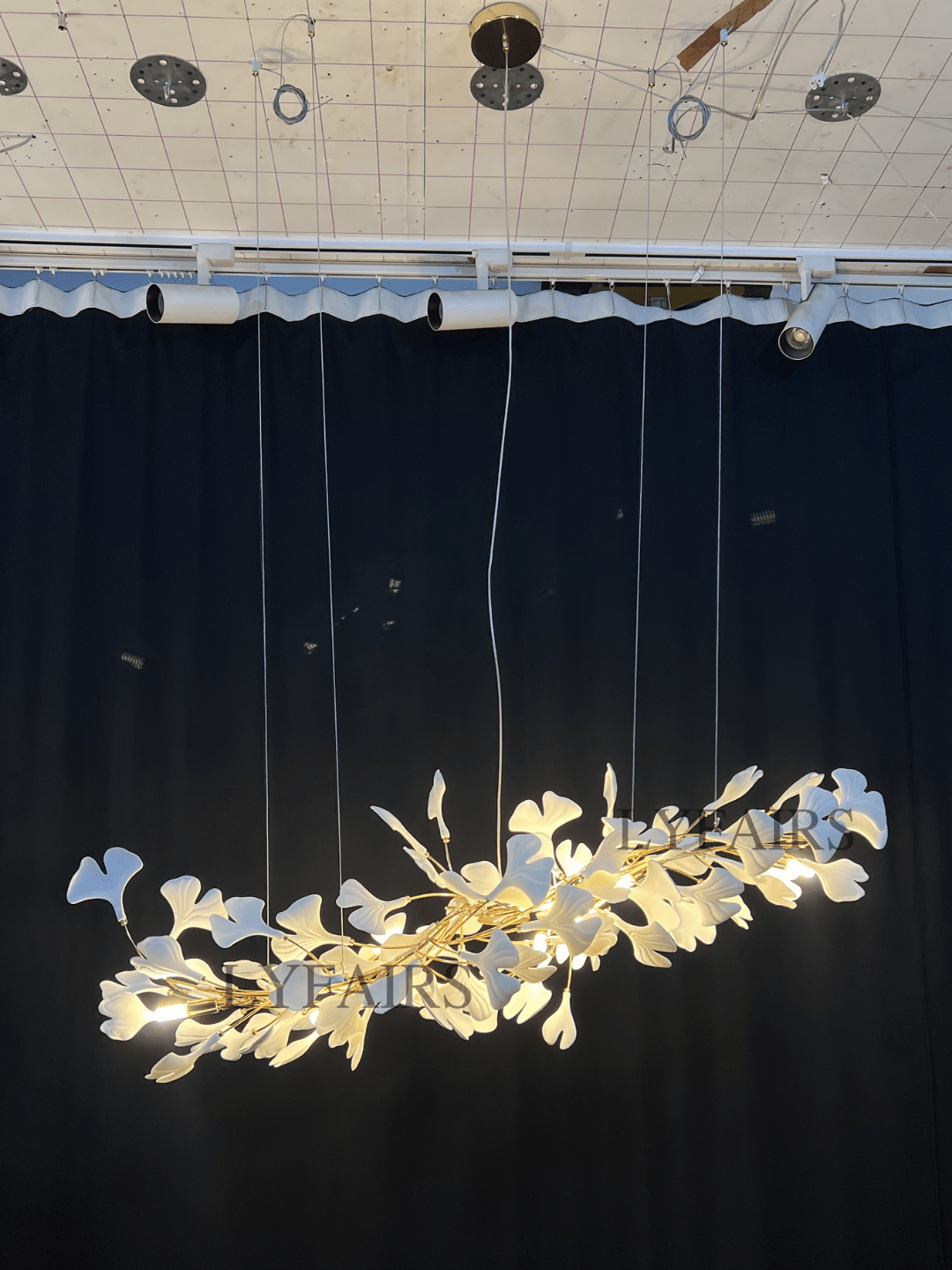 Linear Ginkgo Ceramic Chandelier for Dining Room/Kitchen Island-Chandeliers-casivra-casivra