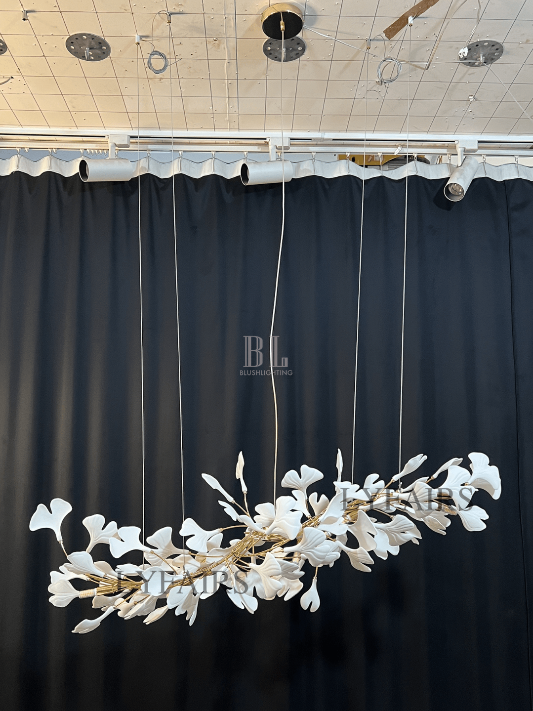 Linear Ginkgo Ceramic Chandelier for Dining Room/Kitchen Island-Chandeliers-casivra-casivra