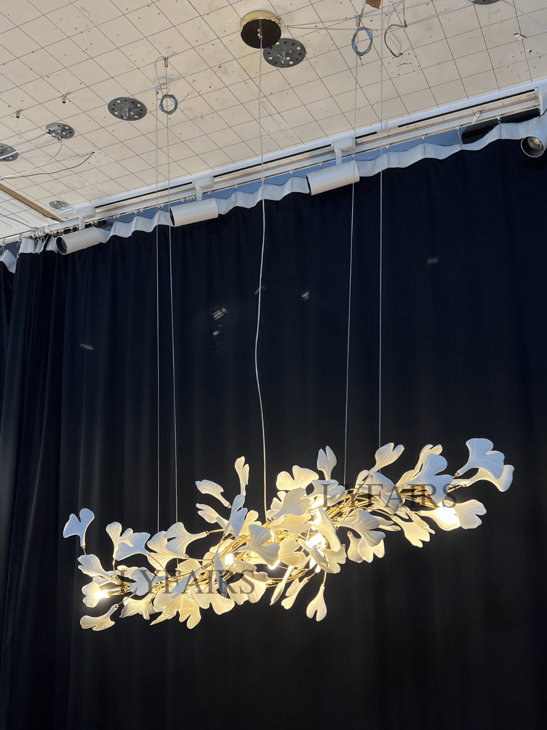 Linear Ginkgo Ceramic Chandelier for Dining Room/Kitchen Island-Chandeliers-casivra-casivra