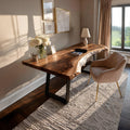 Mid Century Live Edge Wood Desk For Home Decor