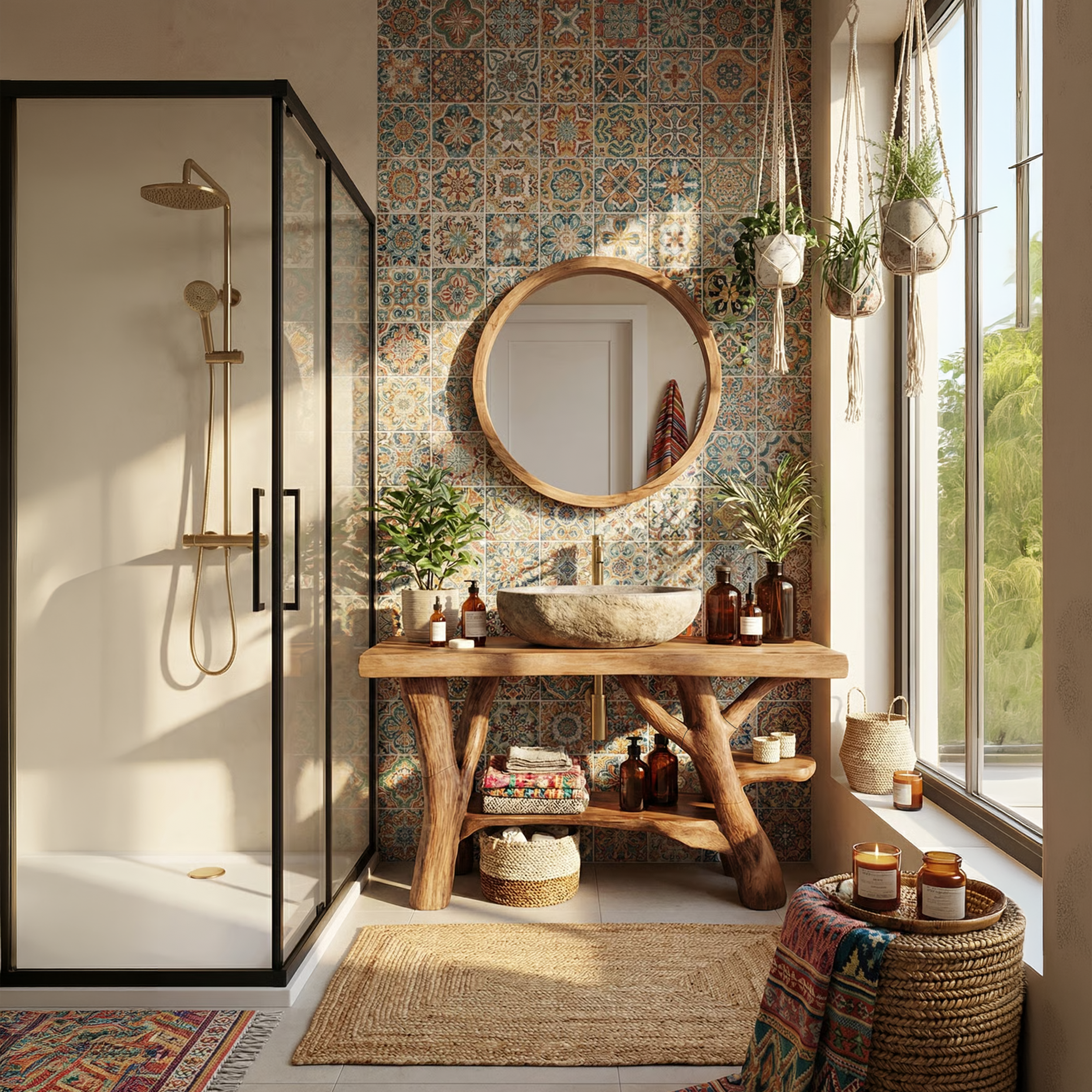 Mid Century Live Edge Bathroom Vanity Natural Wood For Home Bathroom