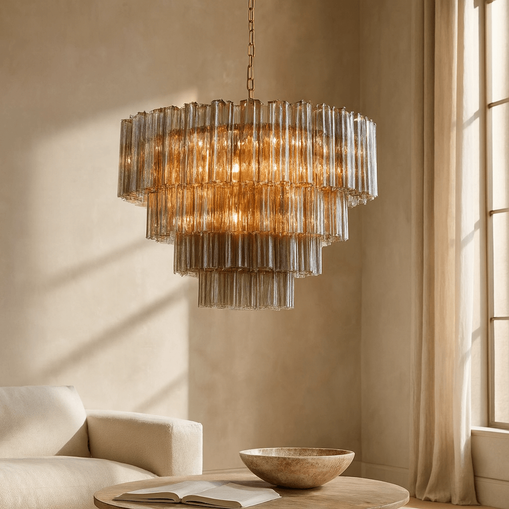 Burney 29-inch modern chandelier full fixture view