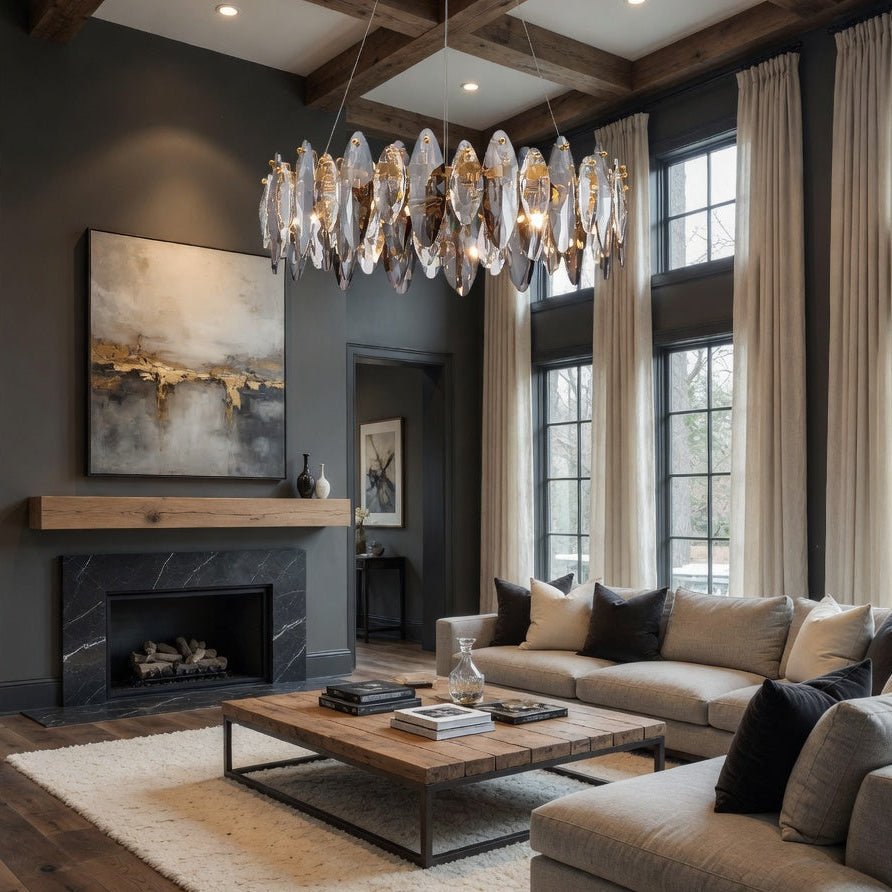 Lazzo chandelier polished gold stainless steel frame close-up
