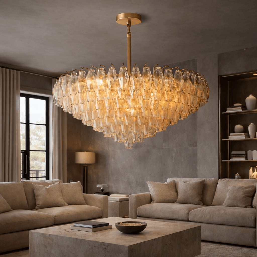 Burnley glass chandelier full fixture view