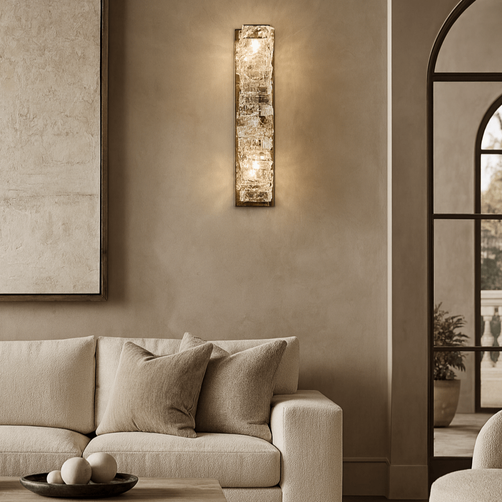 Bacci brass and crystal wall sconce full view