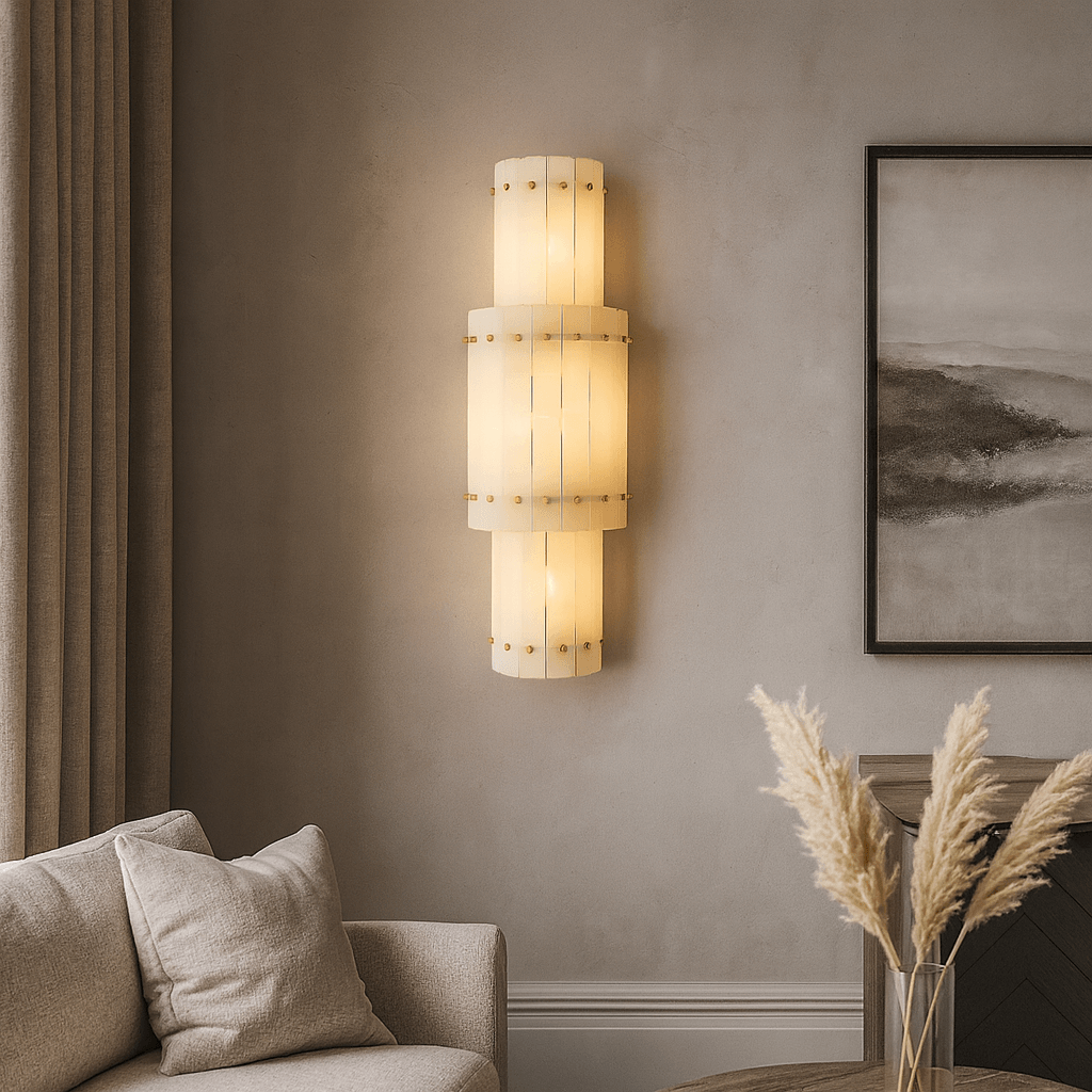 Valmont marble wall sconce full view