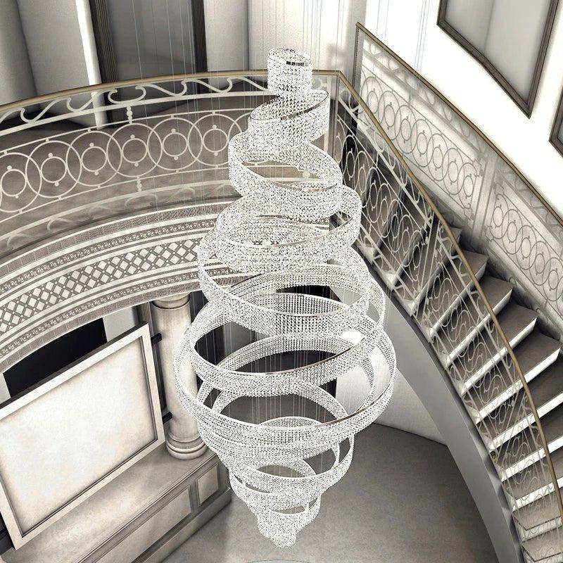 Long Crystal Tassel Rings Chandelier Extra Large Living Room Staircase High Ceiling Lighting Fixture - 11 Rings/ D47.2"*H118.1"Warm Lightcasivra