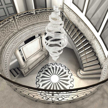 Long Crystal Tassel Rings Chandelier Extra Large Living Room Staircase High Ceiling Lighting Fixture - 11 Rings/ D47.2"*H118.1"Warm Lightcasivra