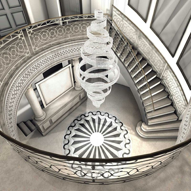 Long Crystal Tassel Rings Chandelier Extra Large Living Room Staircase High Ceiling Lighting Fixture - 11 Rings/ D47.2"*H118.1"Warm Lightcasivra