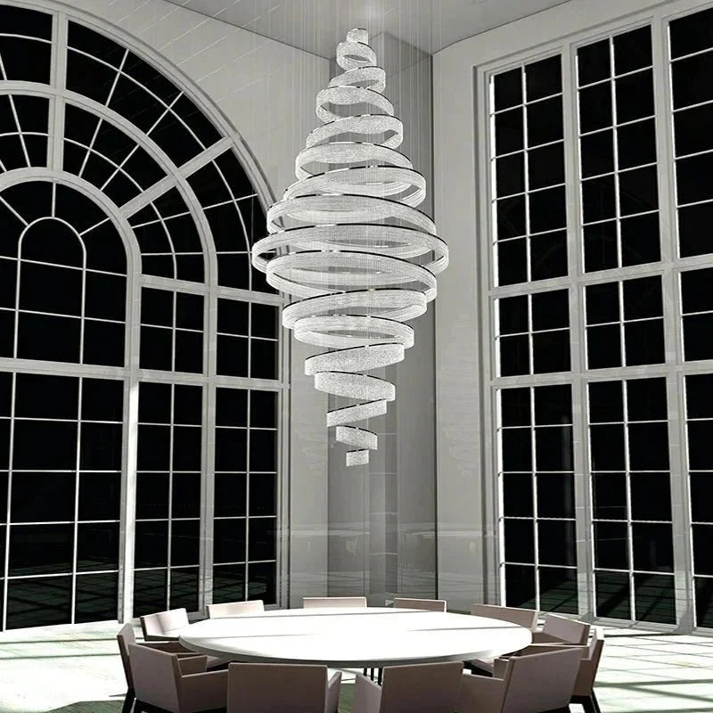 Long Crystal Tassel Rings Chandelier Extra Large Living Room Staircase High Ceiling Lighting Fixture - 11 Rings/ D47.2"*H118.1"Warm Lightcasivra
