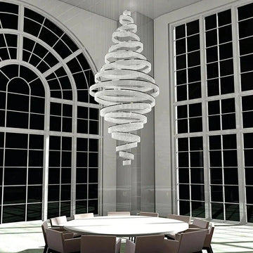 Long Crystal Tassel Rings Chandelier Extra Large Living Room Staircase High Ceiling Lighting Fixture - 11 Rings/ D47.2"*H118.1"Warm Lightcasivra