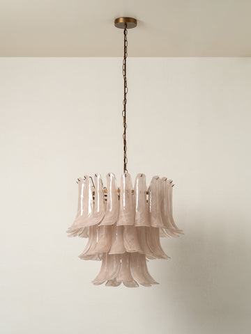 Lonso Taupe Mid-Century Brass & Glass Chandelier – Vintage Glam - casivra
