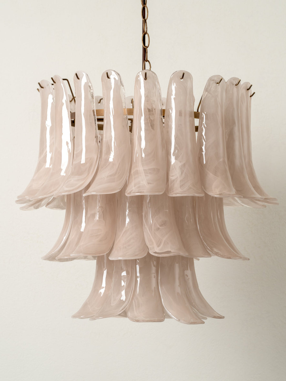 Lonso Taupe Mid-Century Brass & Glass Chandelier – Vintage Glam - casivra