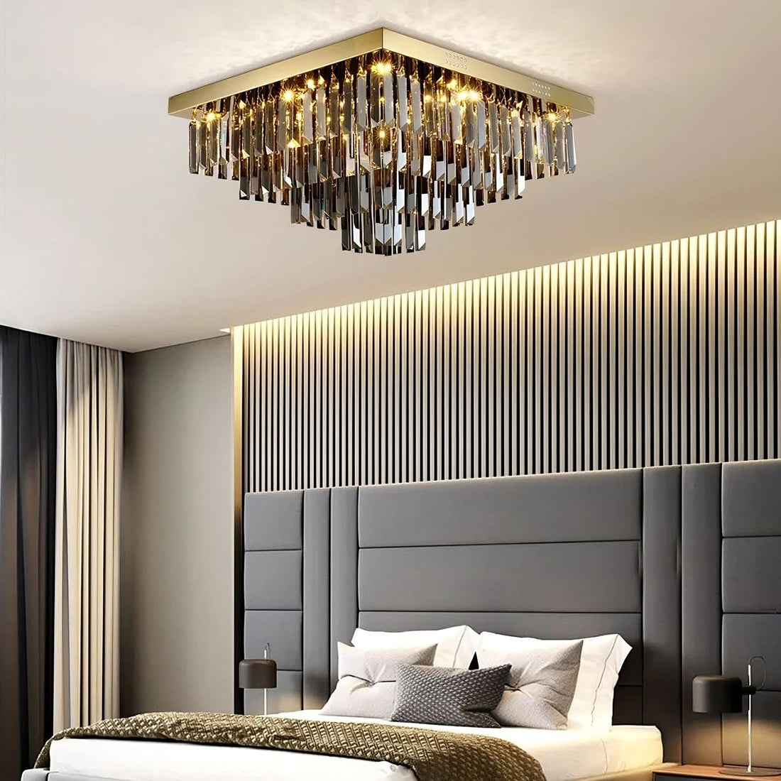buyGio Smoke Grey Crystal Chandelier - Morsale