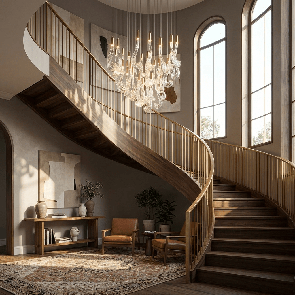 Lucerna LED Glass Flame Chandelier - Dia 23.6″ × H 39.4″Gold & ClearWarm Lightcasivra