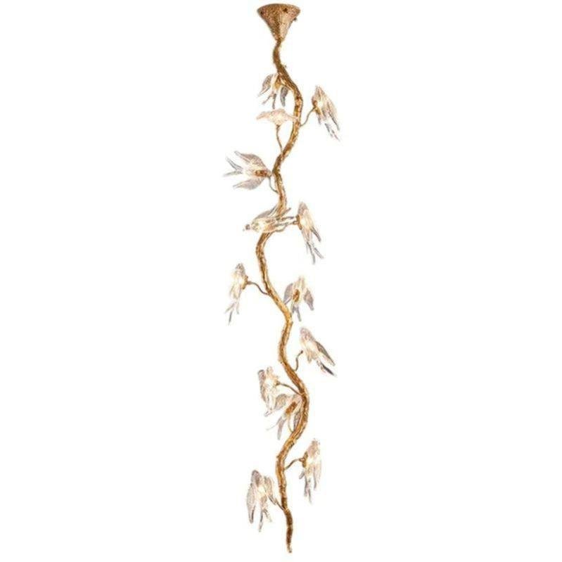 Lucky Bird Glass Tree Branch Chandelier For Staircase - 17.7" D x 51.2" Hcasivra