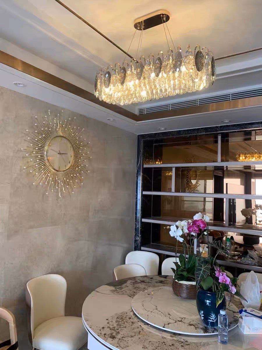 Luxurious K9 Crystal Chandelier Modern Ceiling Light Fixtures Set for Living Room/Dining Room-Chandeliers-casivra-Rectangle: L33.5"*W9''*H9"/8 Lights/17.2 kg-Gold-Warm Light-casivra
