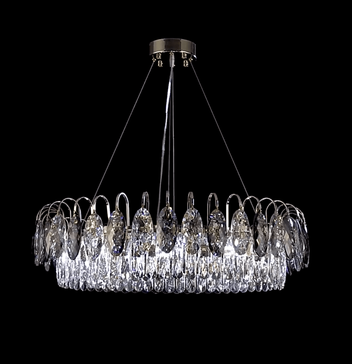 Luxurious K9 Crystal Chandelier Modern Ceiling Light Fixtures Set for Living Room/Dining Room-Chandeliers-casivra-Round: D19.7"*H9"/6 Lights/11 kg-Silver-White Light-casivra
