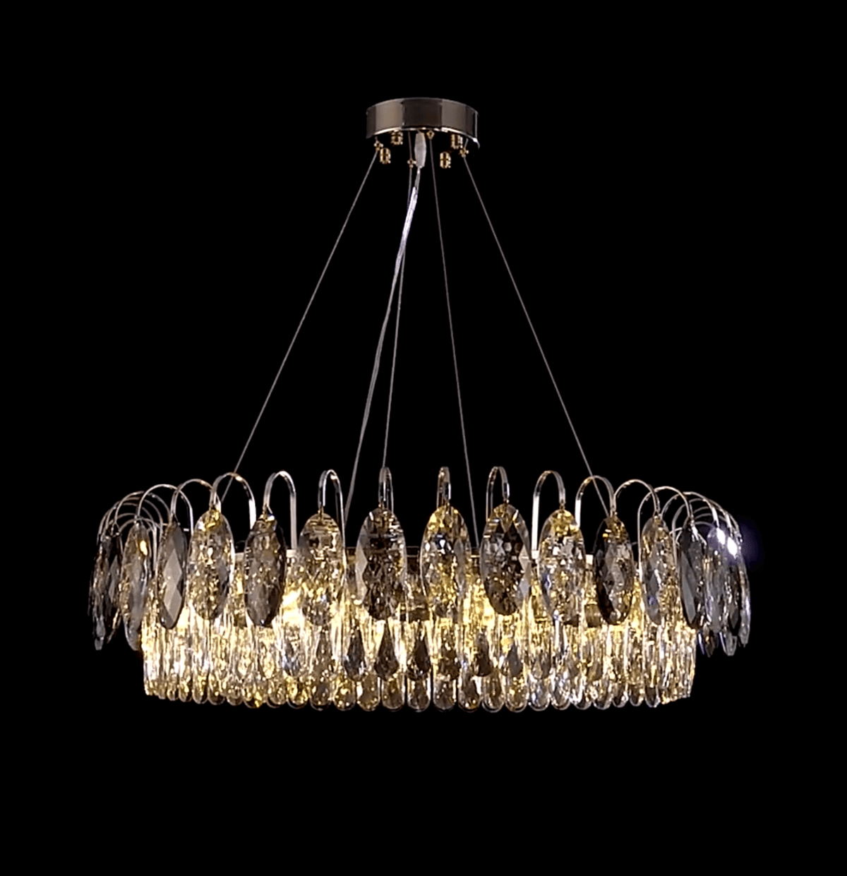 Luxurious K9 Crystal Chandelier Modern Ceiling Light Fixtures Set for Living Room/Dining Room-Chandeliers-casivra-Round: D19.7"*H9"/6 Lights/11 kg-Silver-Warm Light-casivra