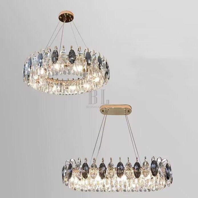 Luxurious K9 Crystal Chandelier Modern Ceiling Light Fixtures Set for Living Room/Dining Room-Chandeliers-casivra-Custom-Gold-Warm Light-casivra