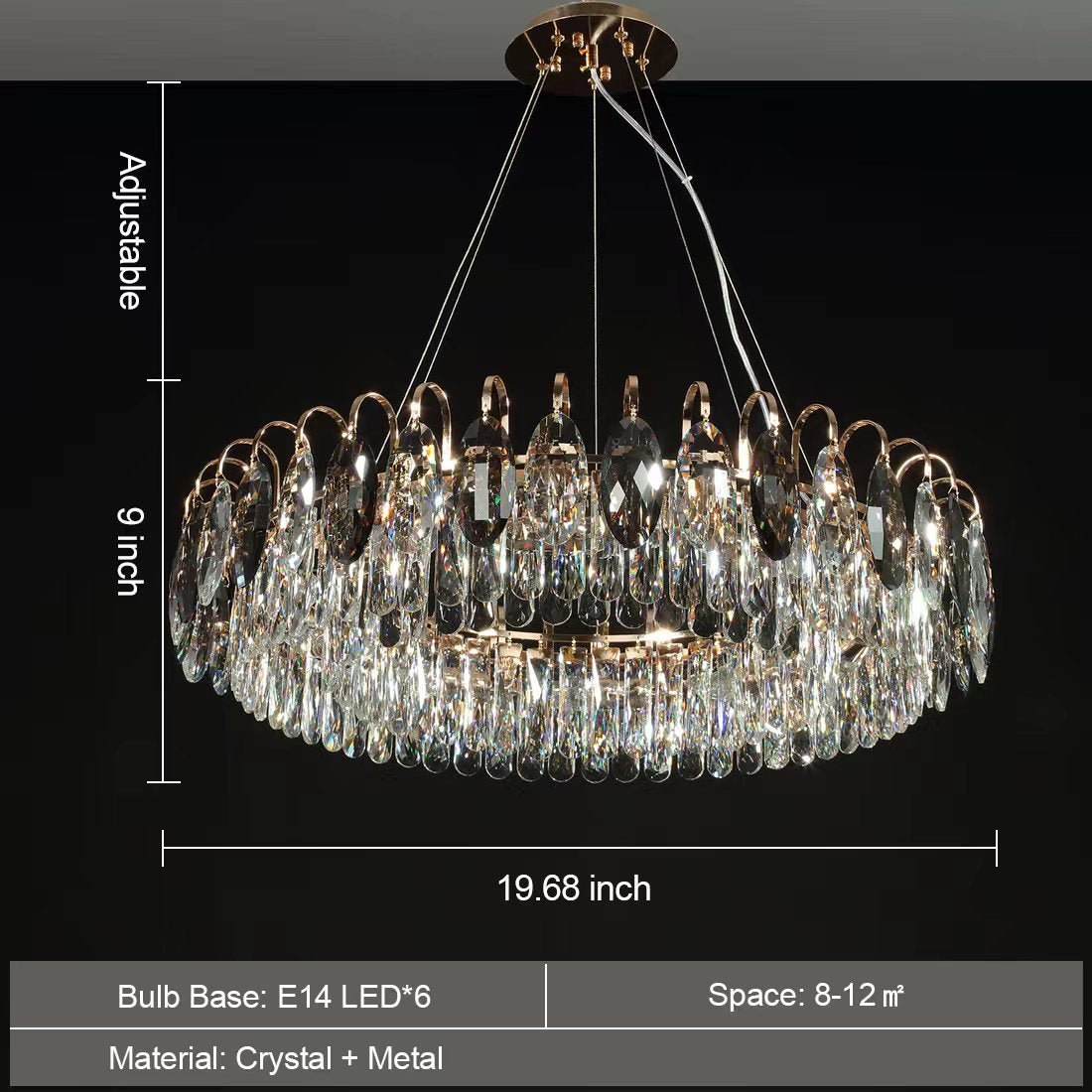 Luxurious K9 Crystal Chandelier Modern Ceiling Light Fixtures Set for Living Room/Dining Room-Chandeliers-casivra-casivra