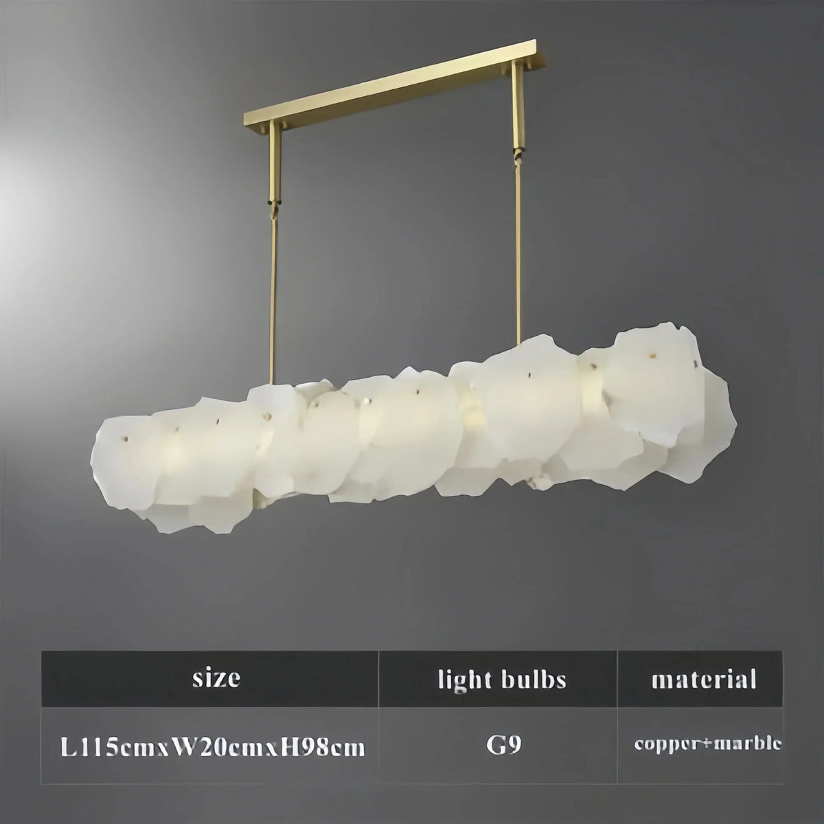 Luxury Alabaster Flakes Linear Chandelier Hanging Rod Light - casivra