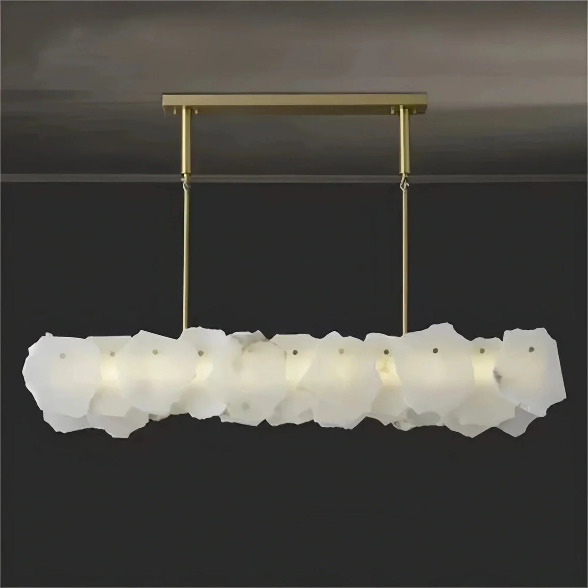 Luxury Alabaster Flakes Linear Chandelier Hanging Rod Light - casivra