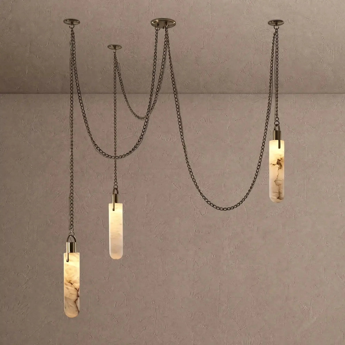 Luxury Alabaster Flint 3-Light LED Multi-Drop Pendant Light - casivra