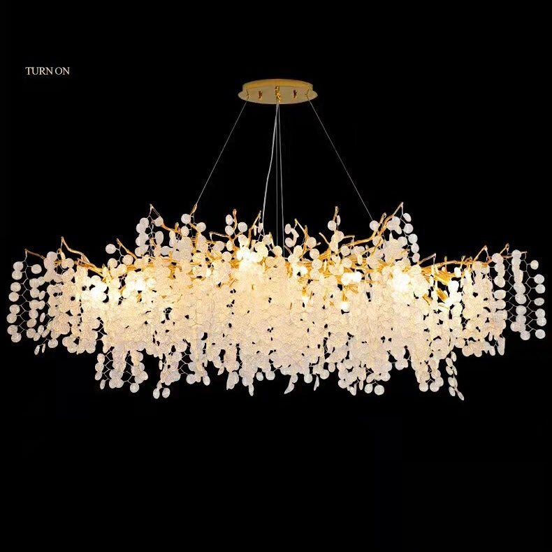 Luxury Branches Crystal Frosted Glass Chandelier Set for Living and Dining Room - Rectangle: L39.4"*H15.7"Warm Lightcasivra