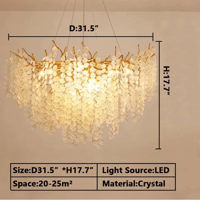 Luxury Branches Crystal Frosted Glass Chandelier Set for Living and Dining Room - Rectangle: L39.4"*H15.7"Warm Lightcasivra