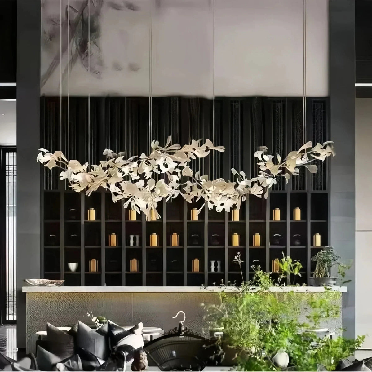 Luxury Ceramic Ginkgo Linear Chandelier - 106''casivra