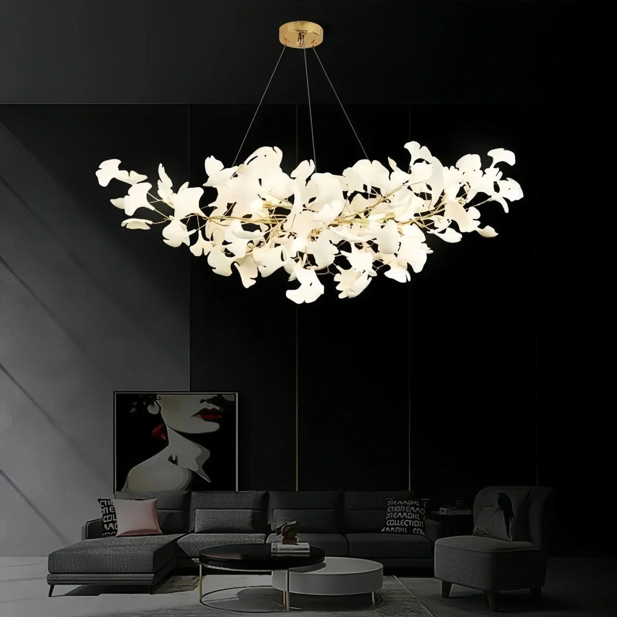 Luxury Ceramic Ginkgo Linear Chandelier - 106''casivra