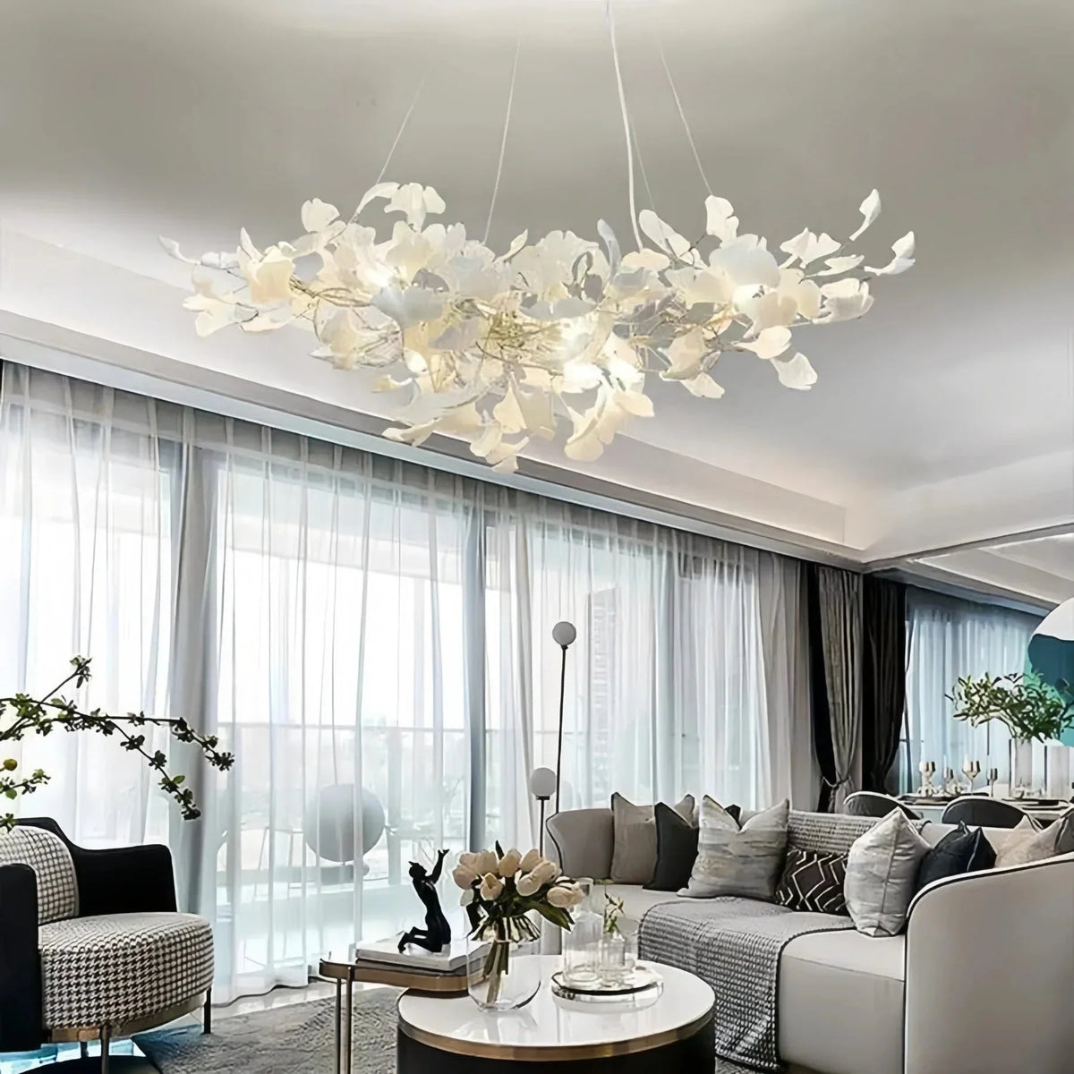 Luxury Ceramic Ginkgo Linear Chandelier - 39''casivra