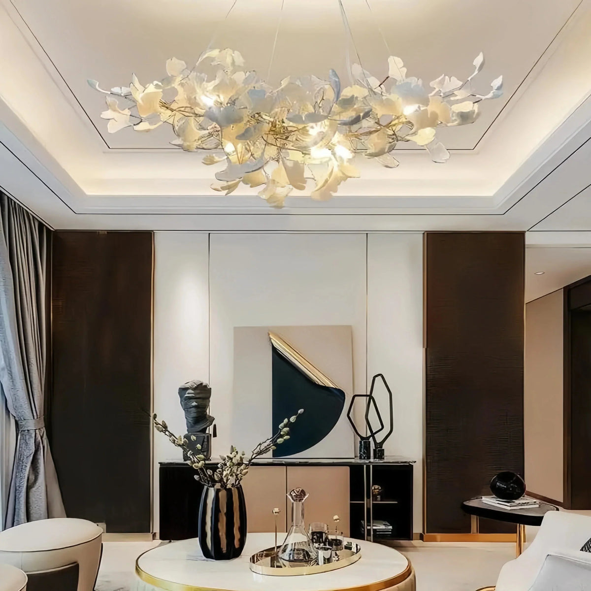 Luxury Ceramic Ginkgo Linear Chandelier - 106''casivra
