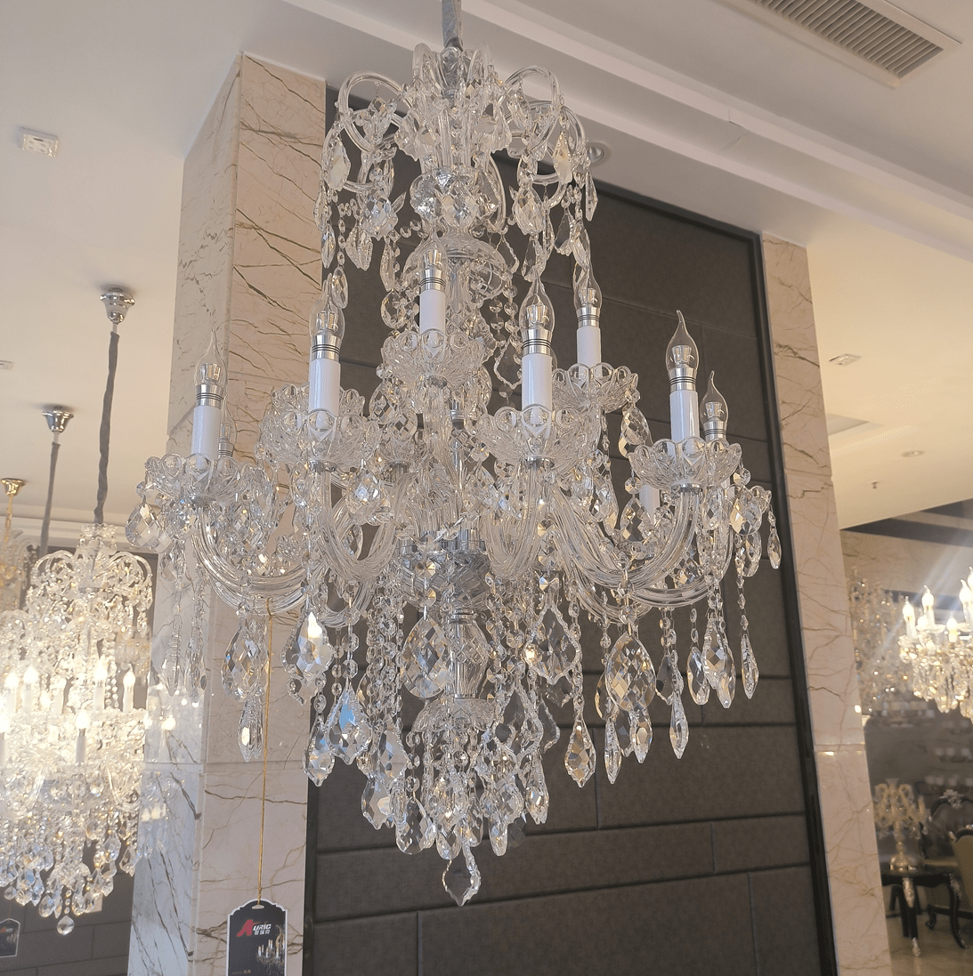 Luxury Classic Clear Crystal Chandelier for Foyer/Staircase/Entryway/Hallway - 15 Lights/D31.5"*H41.34"Warm Lightcasivra