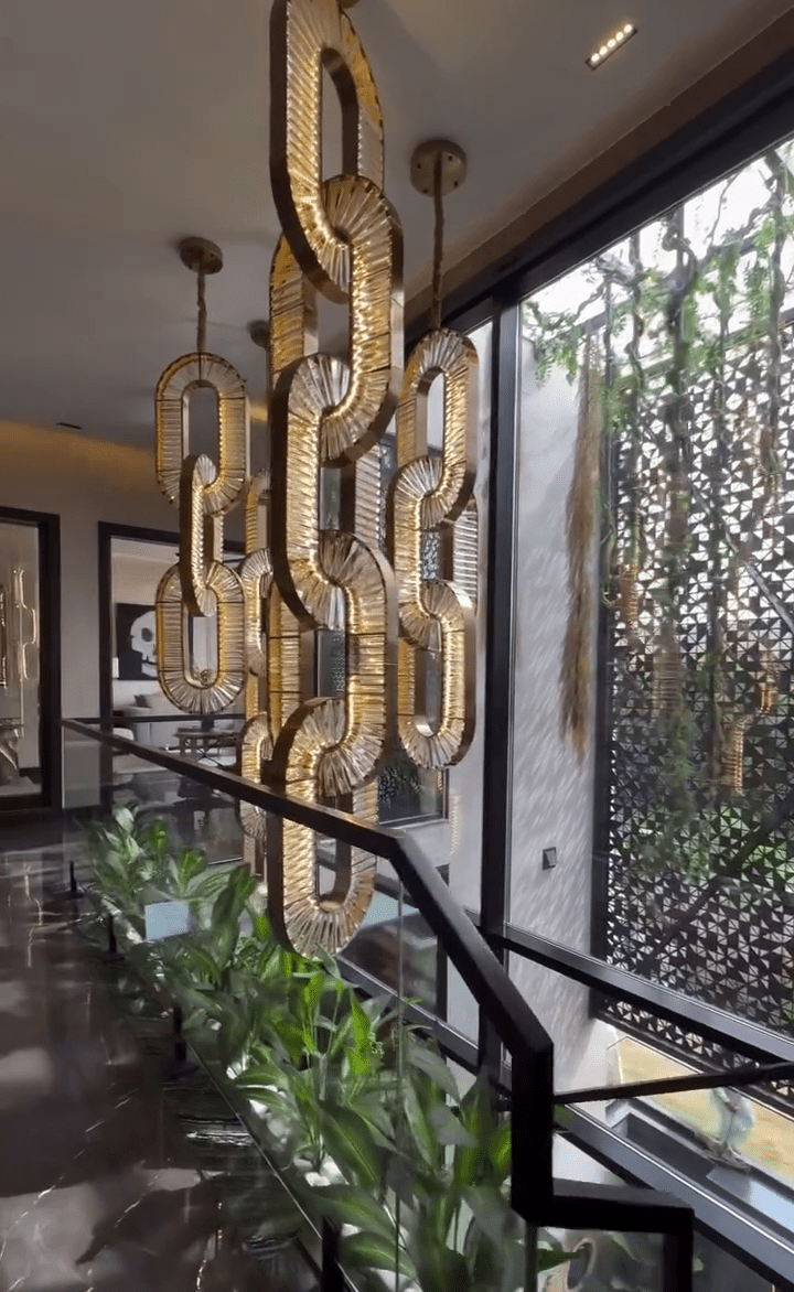 Luxury Crystal and Metal Chain Pendant Chandelier for High Ceilings with Modern Finish - Vertical/3 Rings/D12"*H48"/26kgGoldWarm Lightcasivra