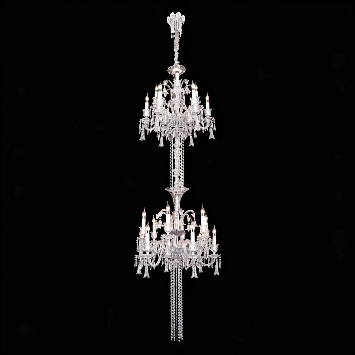 Luxury Dual-Tier Palace Crystal Chandelier - 24 Lights/D32.28"*H90.55"(D82cm*H230cm)Warm Lightcasivra