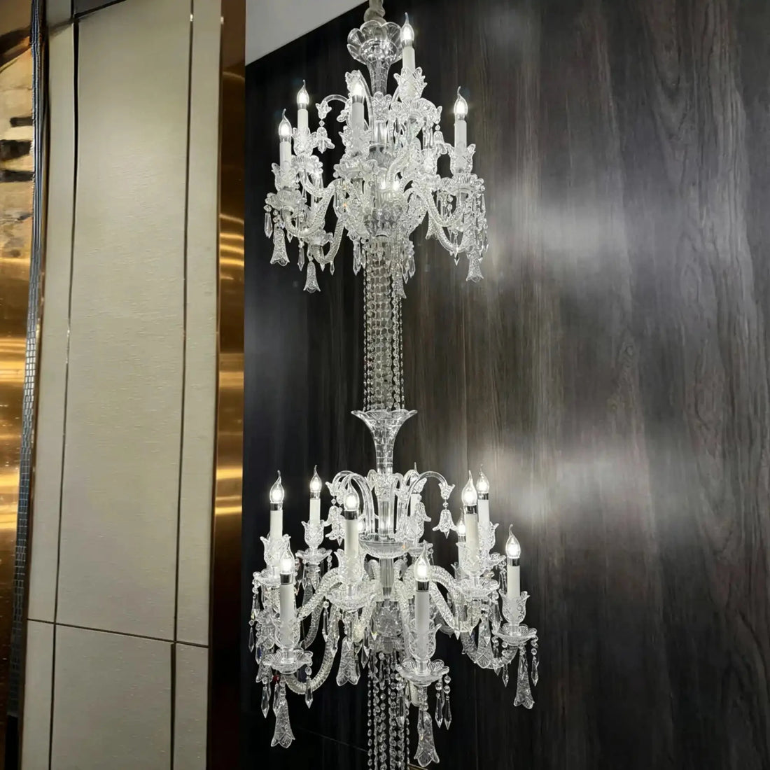 Luxury Dual-Tier Palace Crystal Chandelier - 24 Lights/D32.28"*H90.55"(D82cm*H230cm)Warm Lightcasivra
