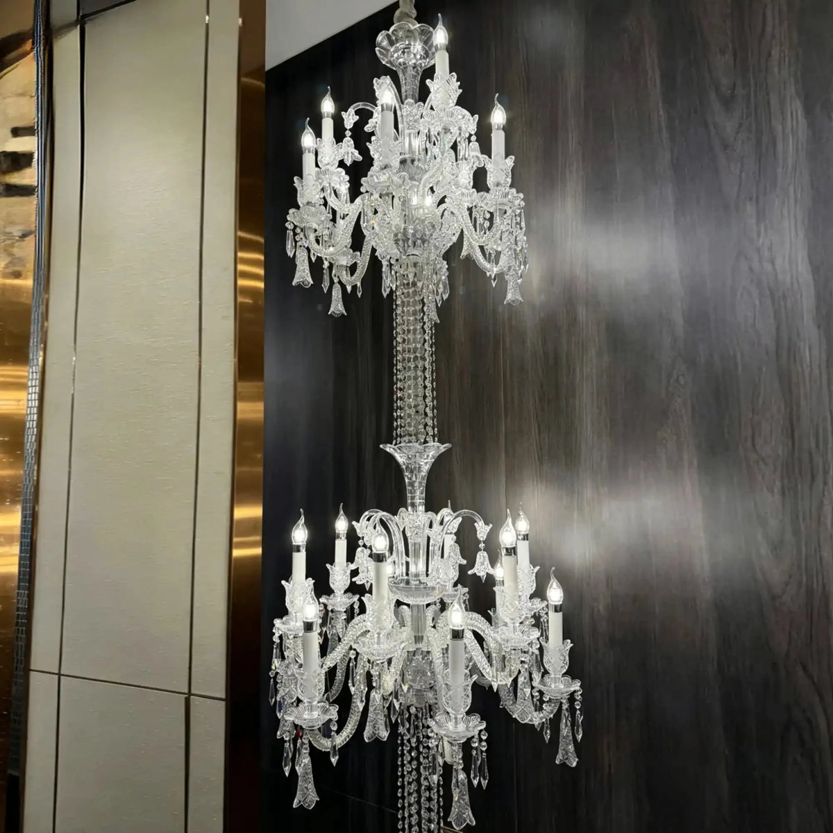 Luxury Dual-Tier Palace Crystal Chandelier - 24 Lights/D32.28"*H90.55"(D82cm*H230cm)Warm Lightcasivra