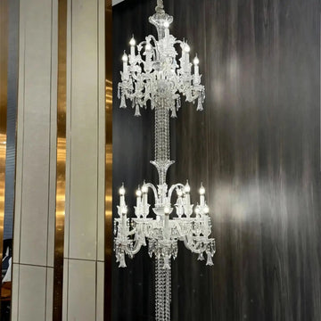 Luxury Dual-Tier Palace Crystal Chandelier - 24 Lights/D32.28"*H90.55"(D82cm*H230cm)Warm Lightcasivra