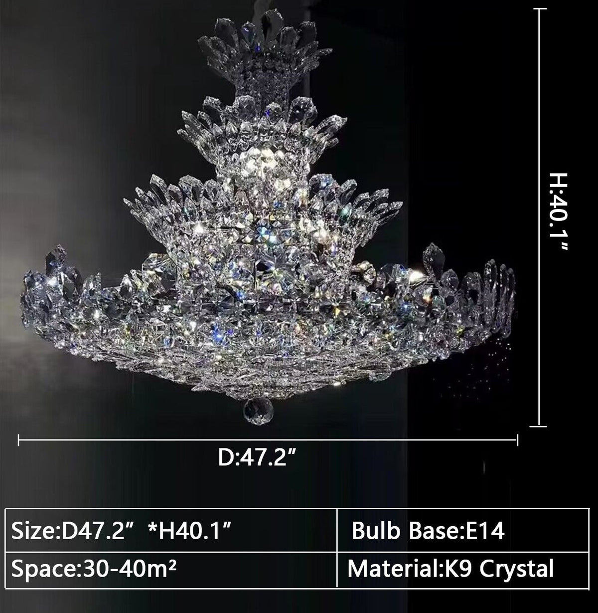 Luxury Empire Floral Crystal Chandelier - D31.5"*H26.8"Warm Lightcasivra