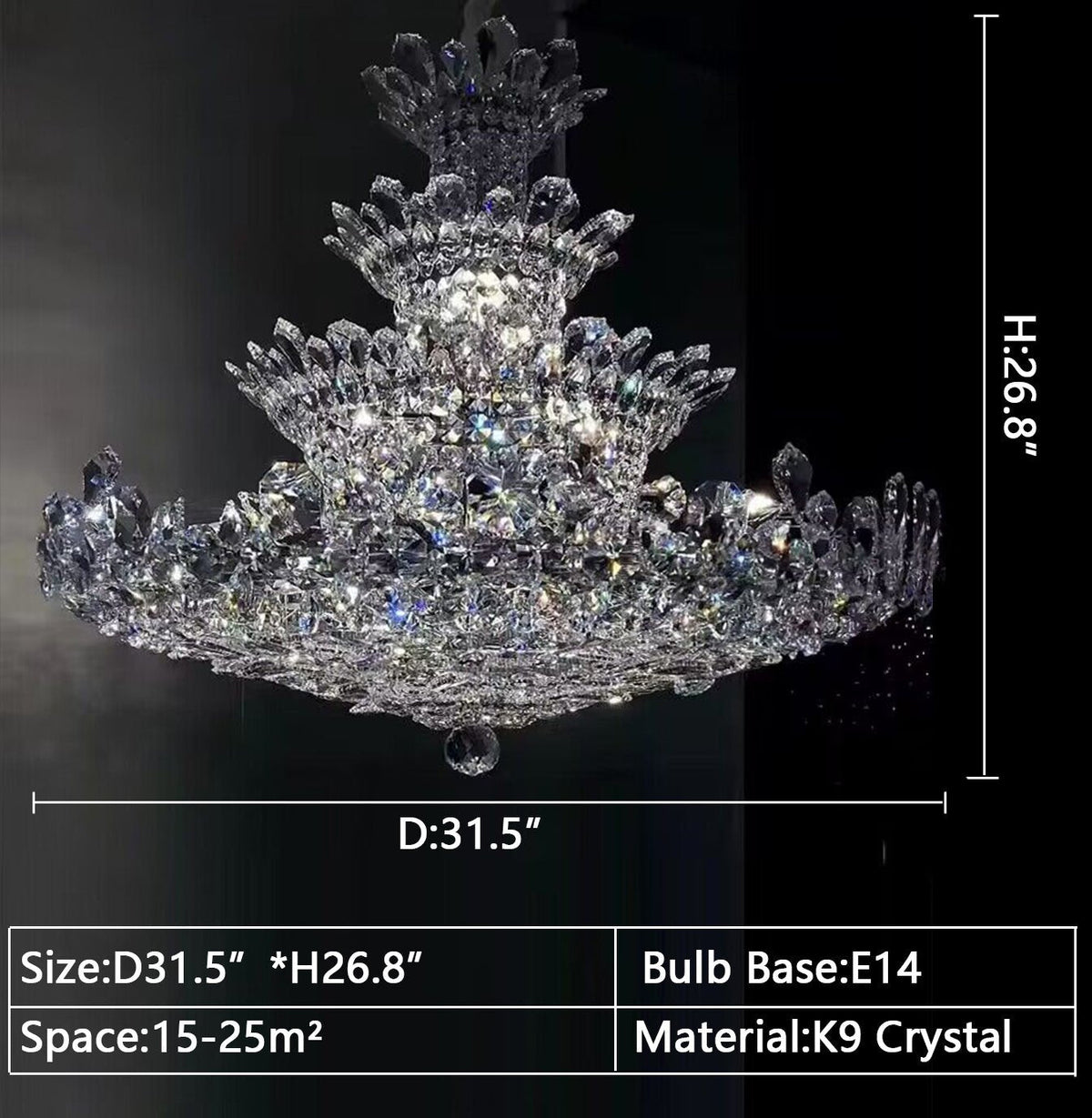 Luxury Empire Floral Crystal Chandelier - D31.5"*H26.8"Warm Lightcasivra