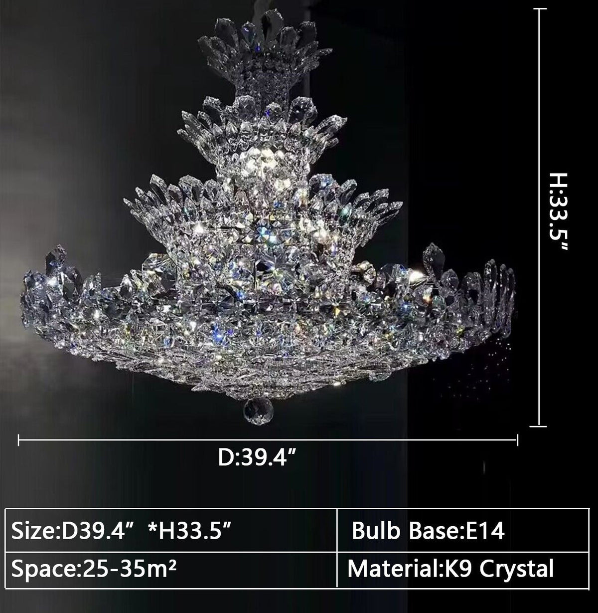 Luxury Empire Floral Crystal Chandelier - D31.5"*H26.8"Warm Lightcasivra