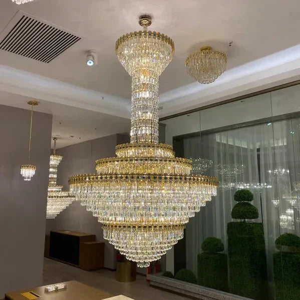 Luxury Extra Large Conical Funnel Crystal Chandelier - D31.5"*H52.5"(D80cm*H133cm)/75.7kgcasivra